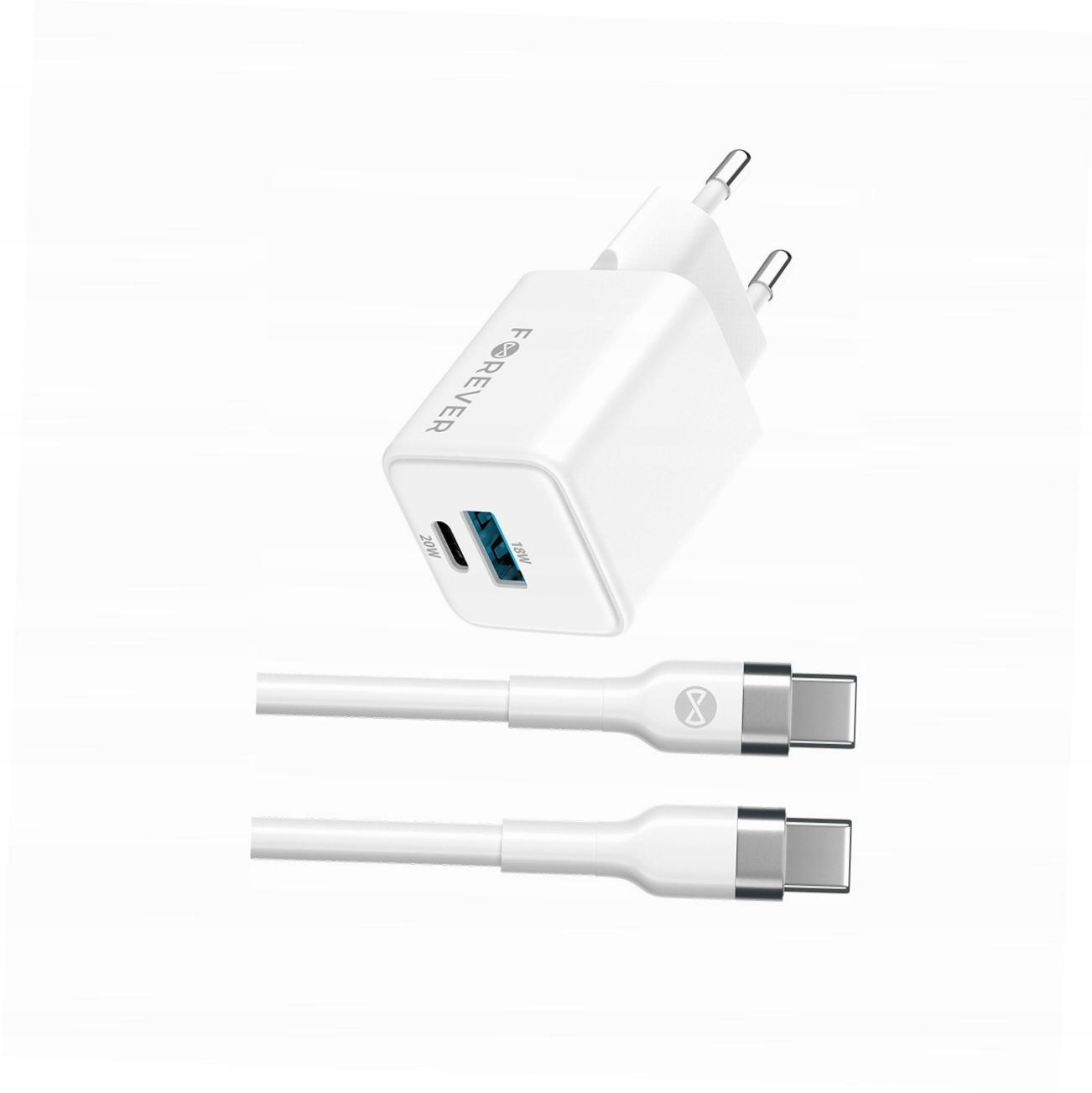 Szybka ładowarka GaN 20W 2 wejścia Usb i Usb-c z kablem do Nokia 230