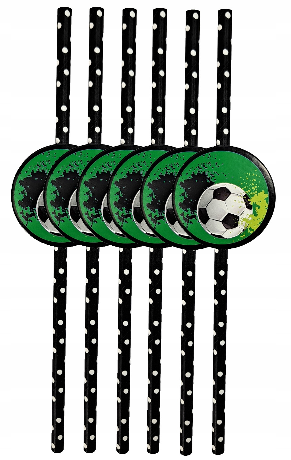 Słomki rurki papierowe jednorazowe piłka nożna football zestaw 6 szt czarne