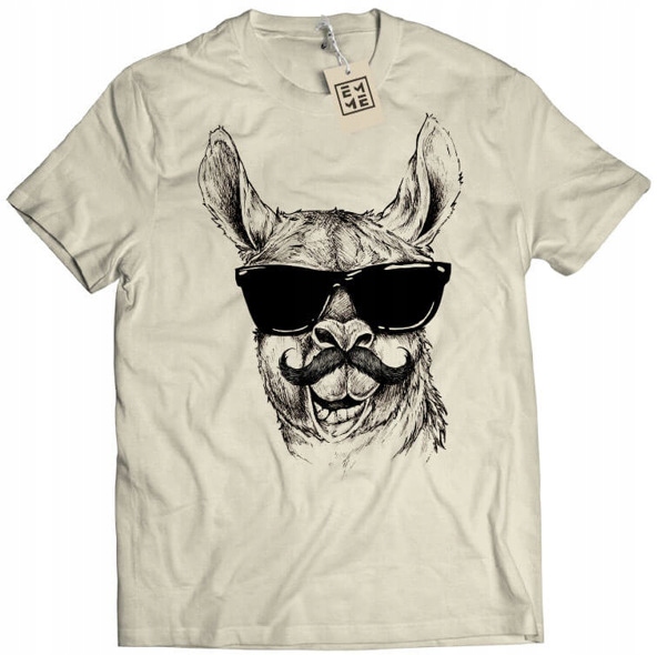 

Koszulka Cool Llama Moustache beżowa 2XL