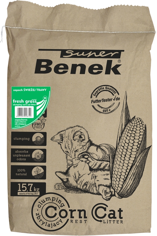 Levně Certech-Super Benek Certech-super Benek Corn Cat Čerstvá Tráva 25 l