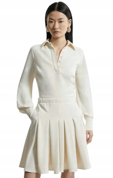 Karen Millen Sukienka Rozkloszowana Kremowa 38 B1F