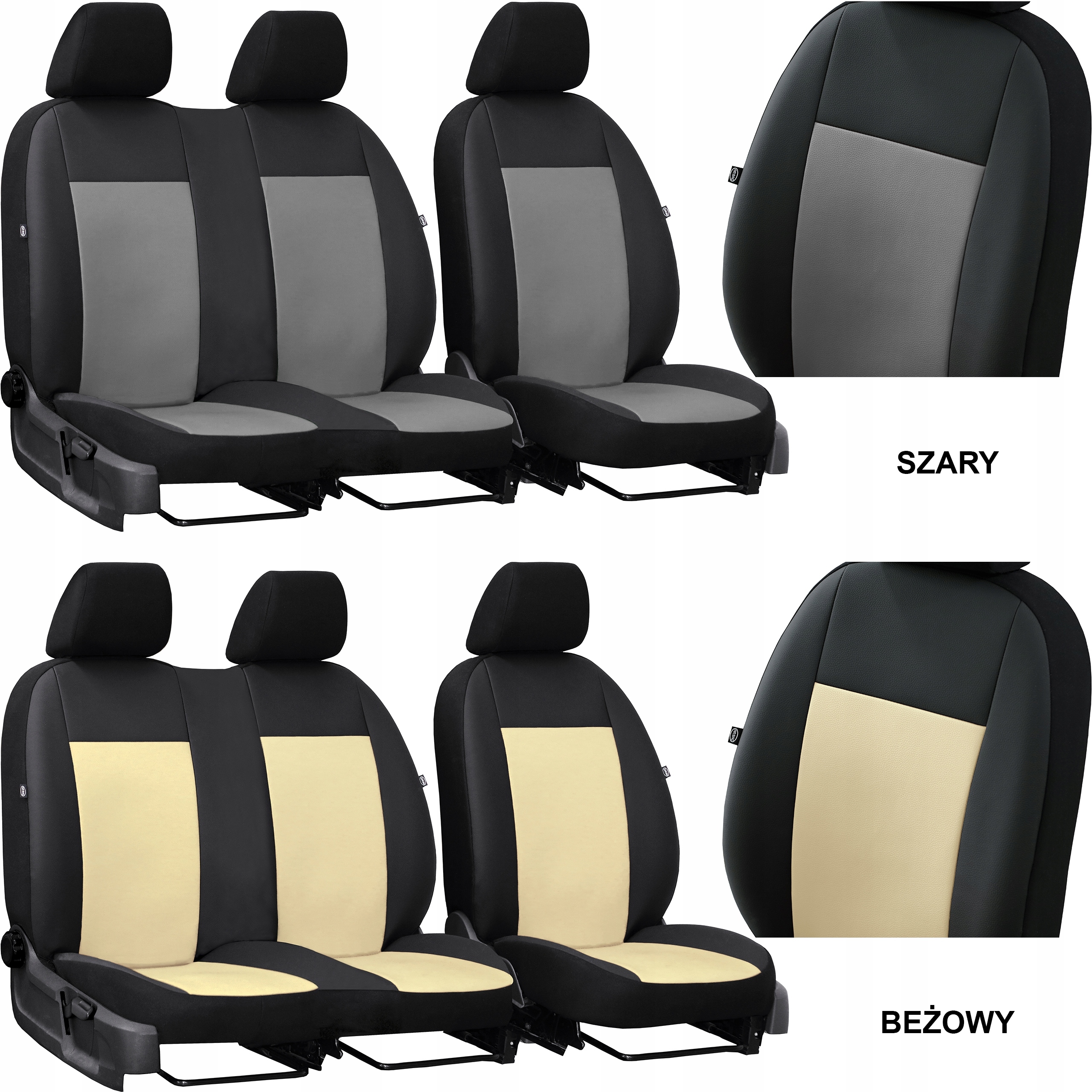 POKROWCE MIAROWE SKÓRZANE SAMOCHODOWE NA FOTELE DO RENAULT KANGOO III 2+1 Model Pelle