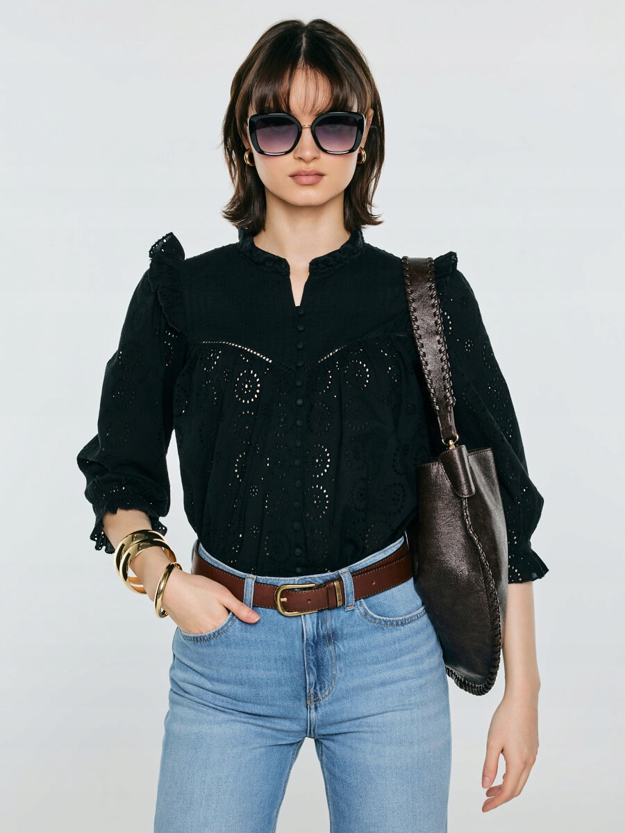 Big Star Dámská bavlněná mikina s 3/4 rukávem, černá, Bohna 906 L