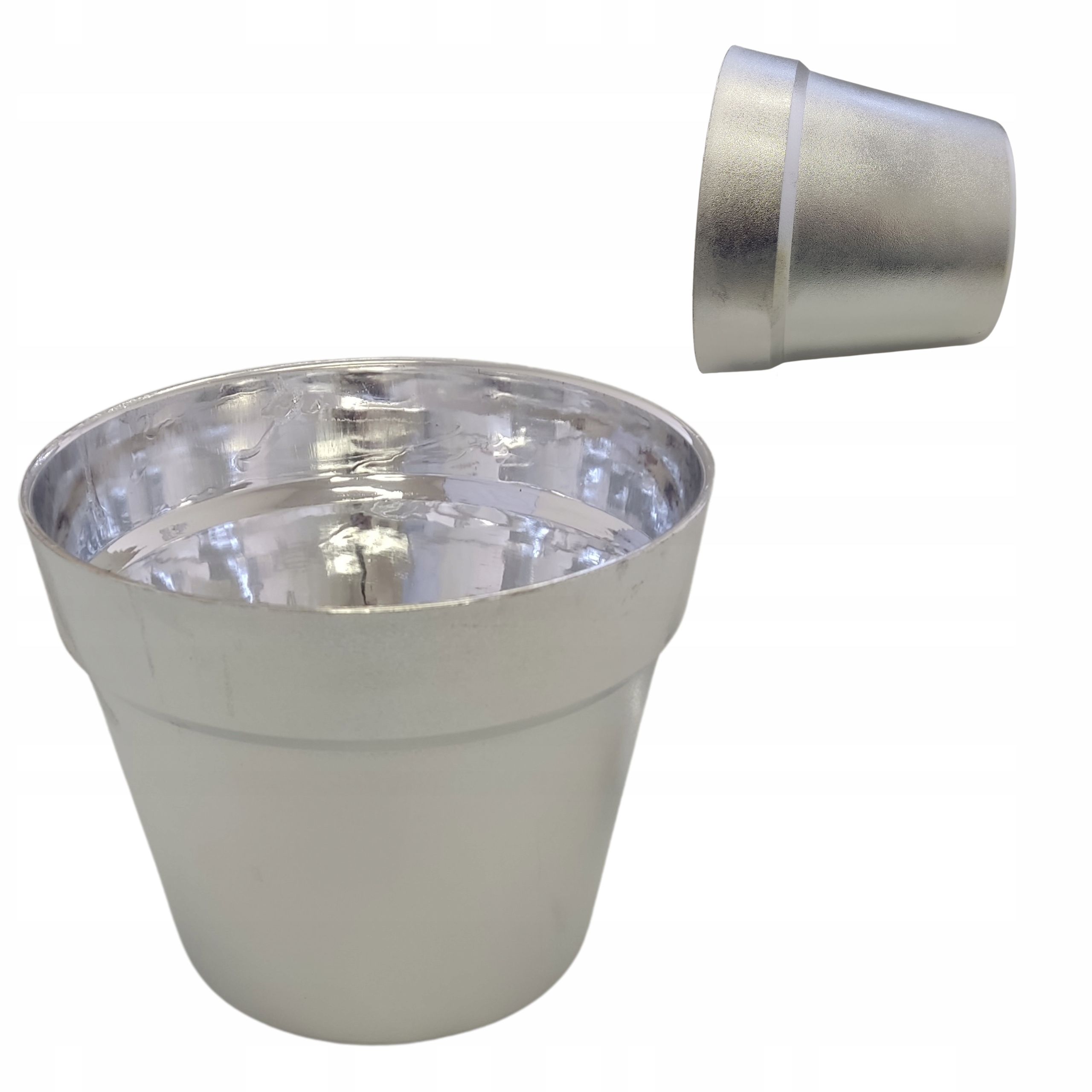 

Doniczka Osłonka Srebrna Świąteczna Błyszcząca XXL