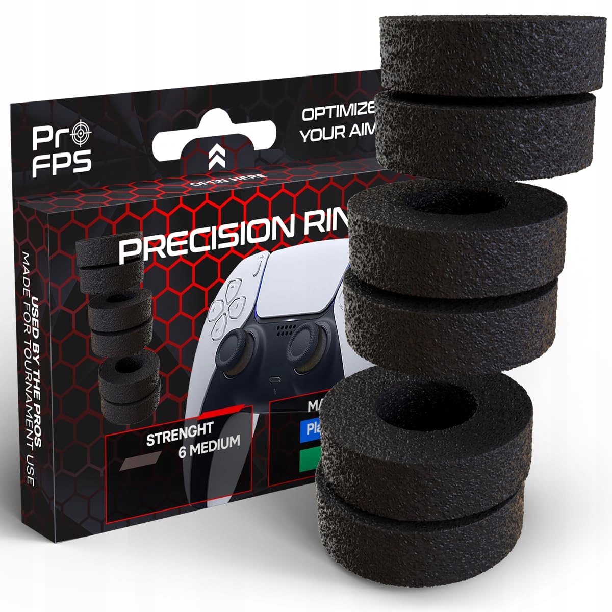 PROFPS PIERCŚCIENIE PRECYZYJNE NA ANALOGI PS4 PS5 XBOX 6SZT MEDIUM E-SPORT