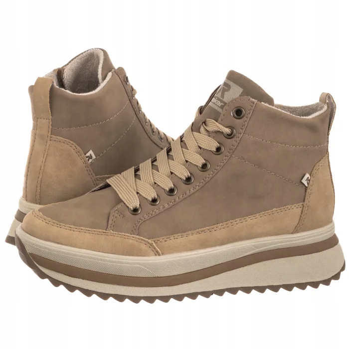 Dámské Kožené Boty Kotníkové Boty Rieker Béžové W3871-60 Béžová