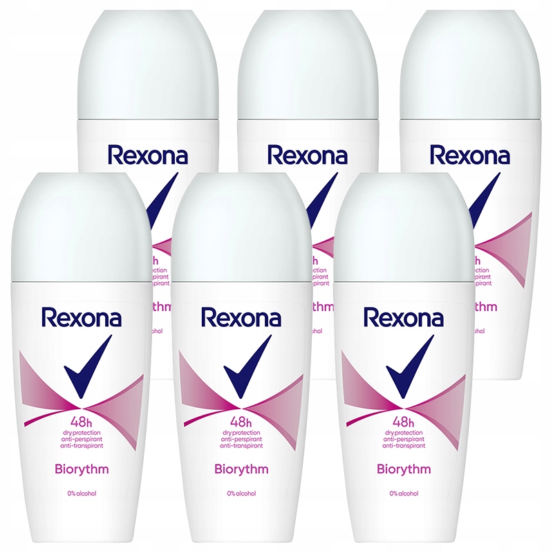 6 x Dámský kuličkový antiperspirant roll-on Rexona Biorythm 48h Ochrana 50 ml