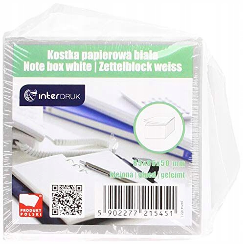 KOSTKA PAPIEROWA BIAŁA 85X85X50 MM