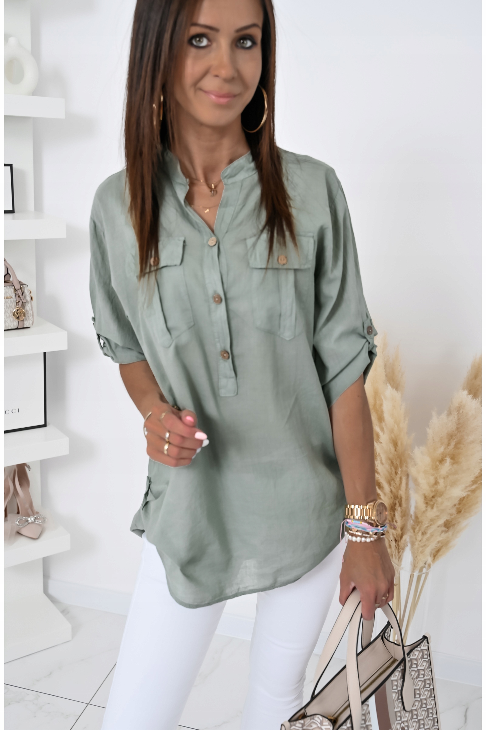 LEKKA ROZPINANA DO POŁOWY KOSZULA ALLORA! WZ.1 Rozmiar uniwersalny