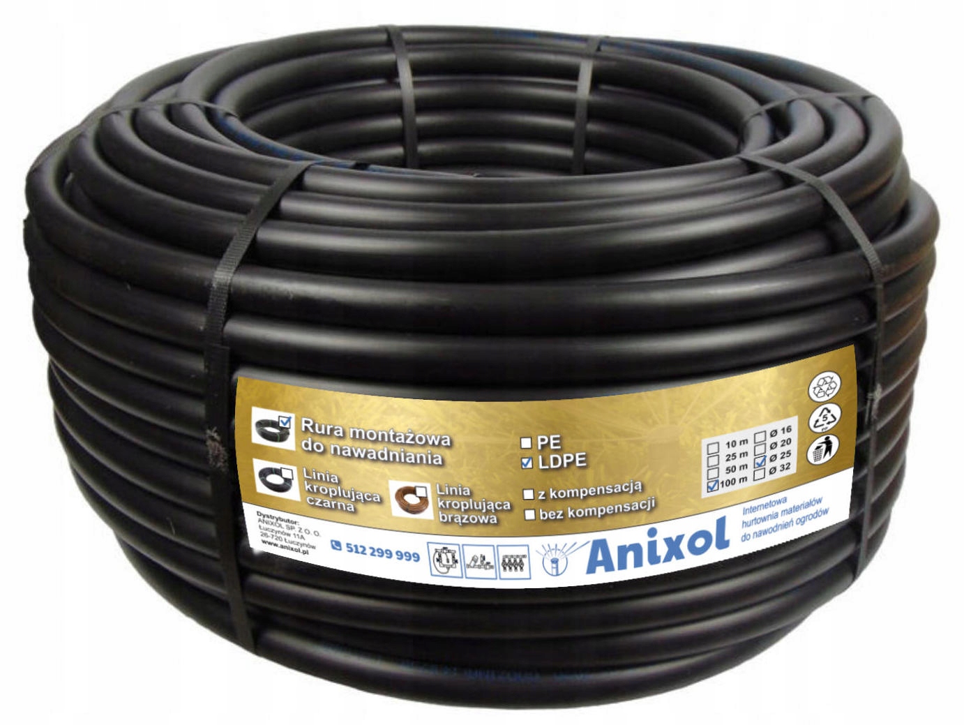 Rura Ldpe 25mm 100m grubość 2mm PN6 montażowa do nawadniania z pompy Irriga