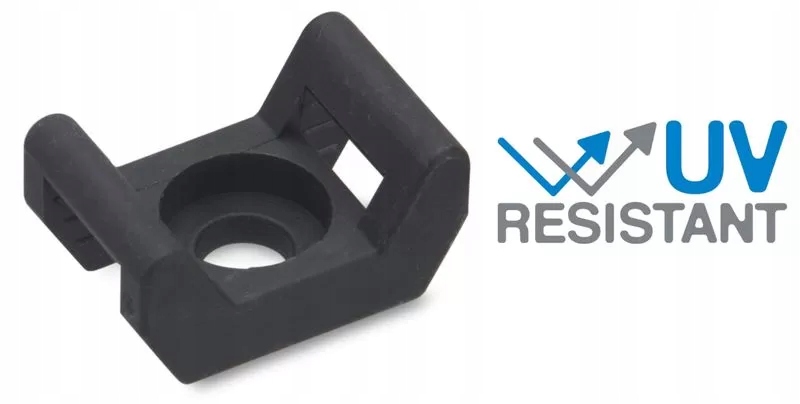 100x Uchwyt przykręcany jednokierunkowy otwór 5,2mm do opaski max 9mm czarn