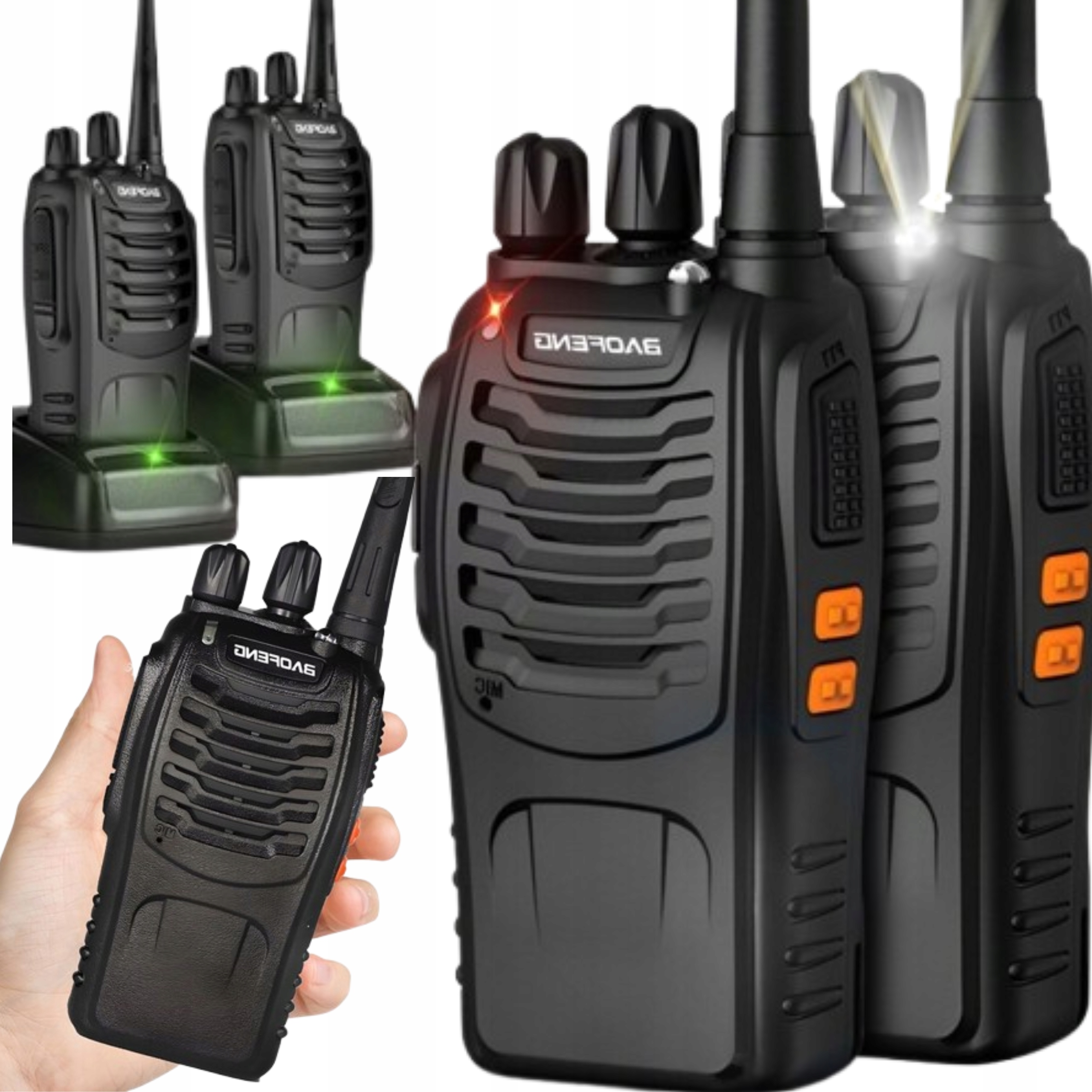 2X Walkie Talkie Radiotelefon Baofeng Krótkofalówka Duży Zasięg Słuchawki
