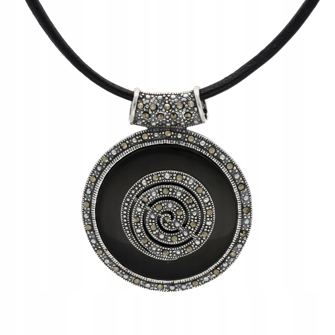 Přívěsek s markazity a onyxem stříbro