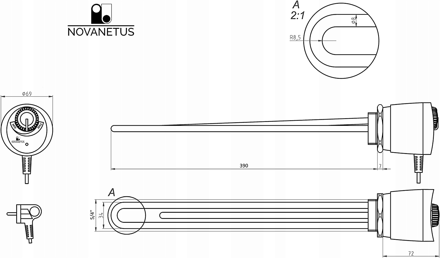 GRZAŁKA NIERDZEWNA 2000W 2kW 5/4 BOJLERA GALMET ELEKTROMET KOSPEL TERMOSTAT Marka inna