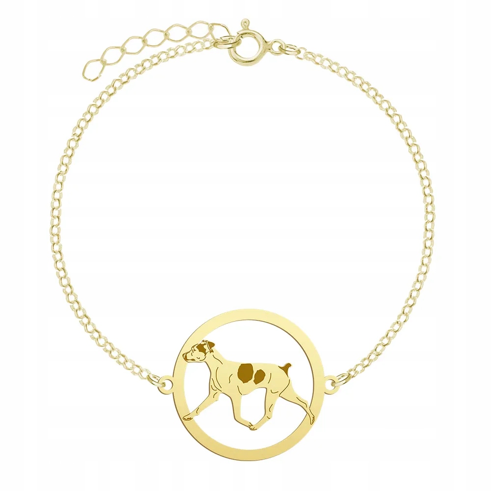 Zlatý náramek se psem plemene Brazilský teriér 925 Řetízek Gravírování Bonus