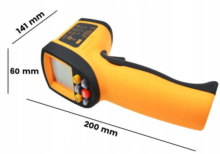 PIROMETR TERMOMETR LASEROWY BEZDOTYKOWY +1650 USB Informacje o bezpieczeństwie CE