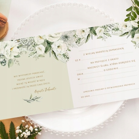 ZAPROSZENIA na Rocznicę Ślubu Wykończenie papieru matowe