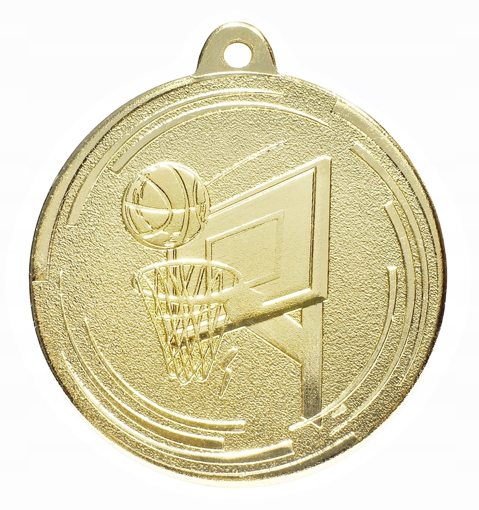 MDX607-G-zestaw 10szt Medal stalowy Koszykówka, kolor złoty, średnica 50m