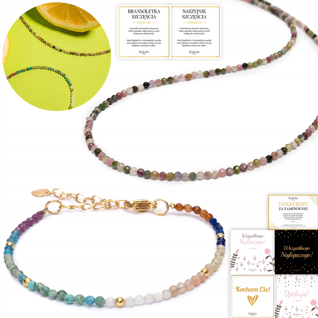 Sada Náhrdelníků Turmalín Náramek Turmalín S Drobnými Kameny Štěstí