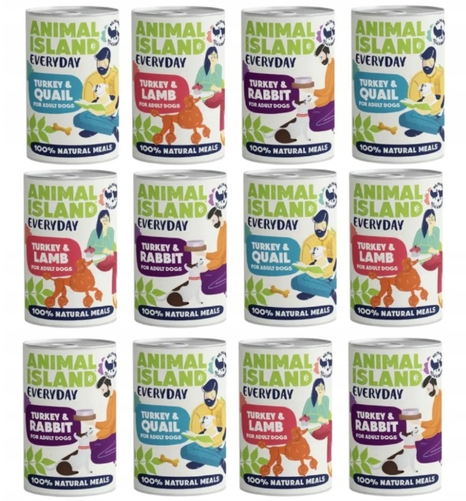 Animal Island karma mokra dla psa Mix smaków 12x400g