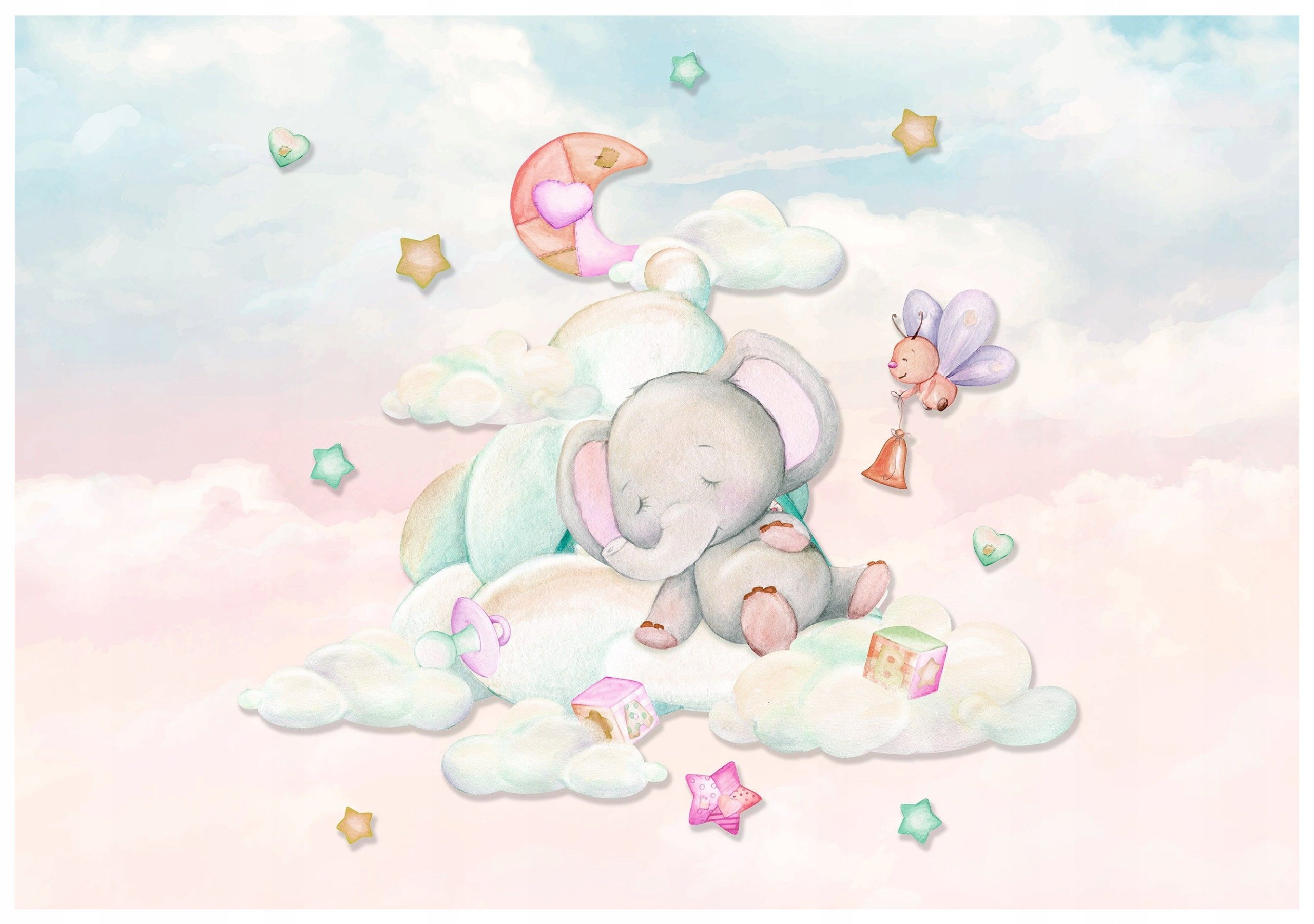Vliesová fototapeta Slony slony sen mesiac hviezdy 416x254 lepidlo