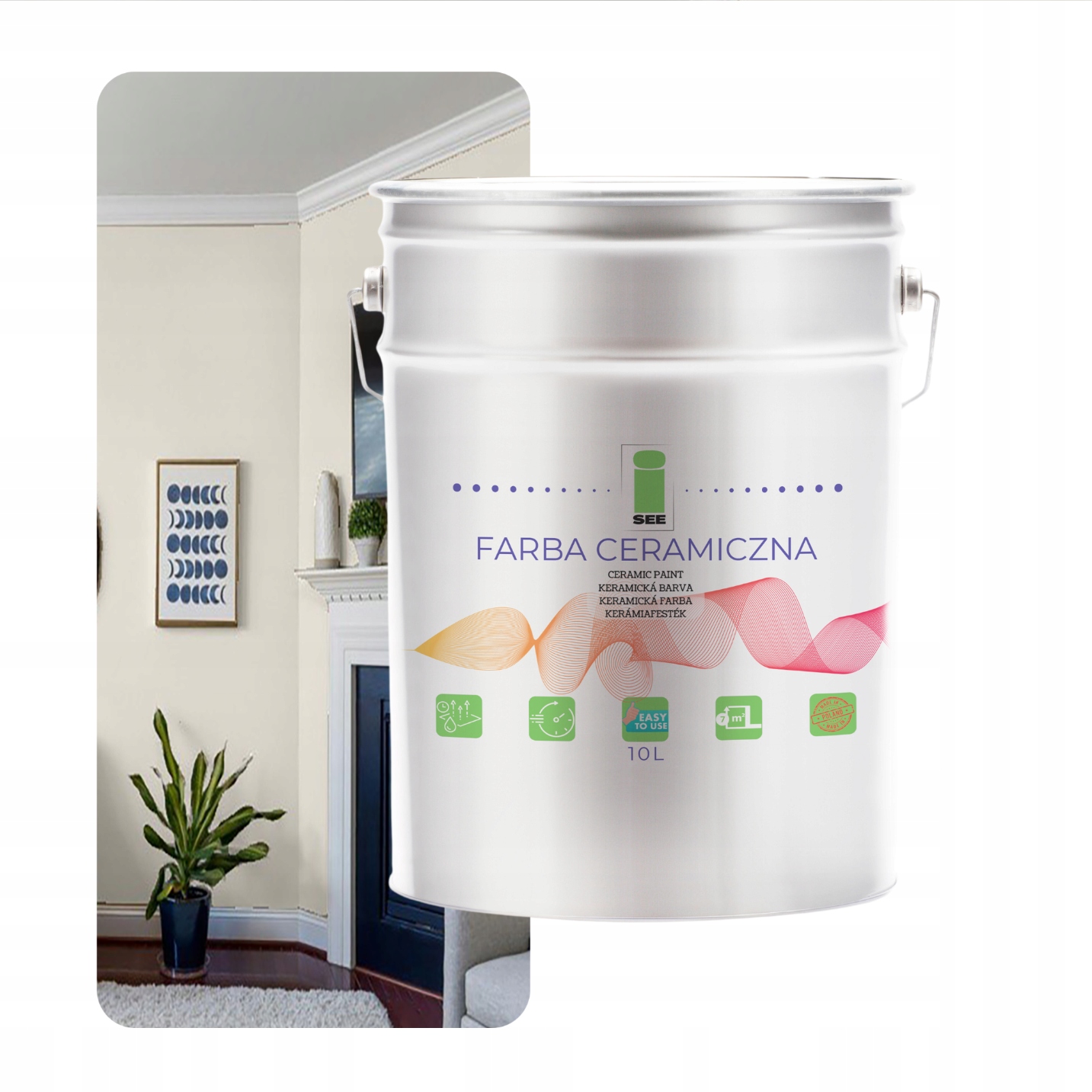 Umývateľná Keramická Farba Na Stenu Mliečna Biela 10 L Bez Zápachu
