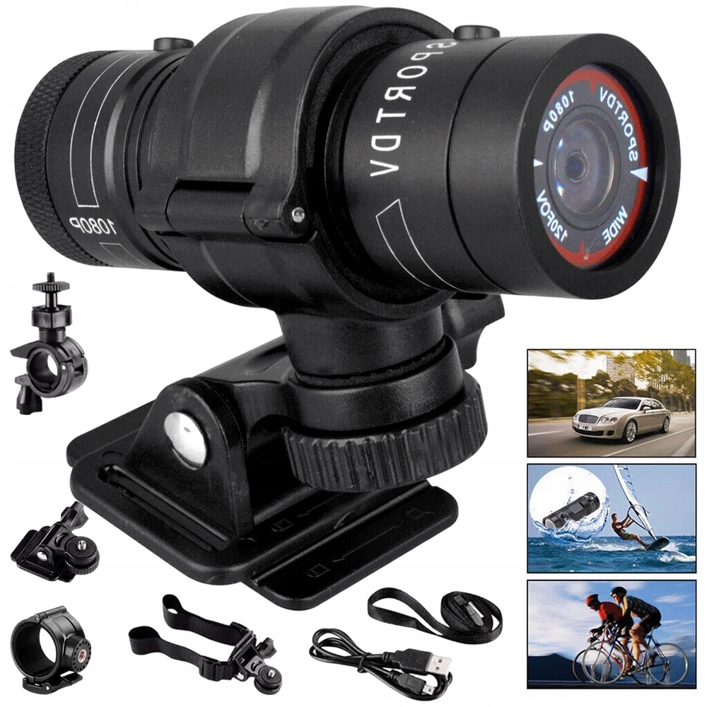 Mini kamera 1080P na kask lub kierownicę 1280x720 30fps akcja