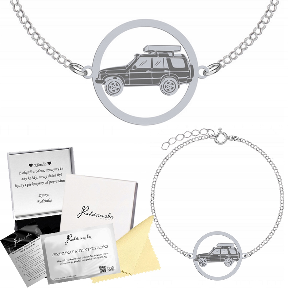 Stříbrný náramek Výpravný automobil Řetízek Šperky 925 Gravírování