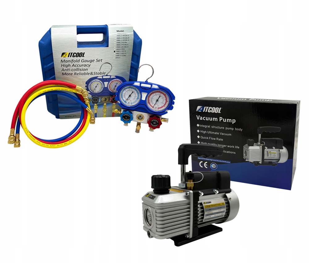 Sada Aitcool Vákuová pumpa VP120M 51L/min Manometre R32 R410A