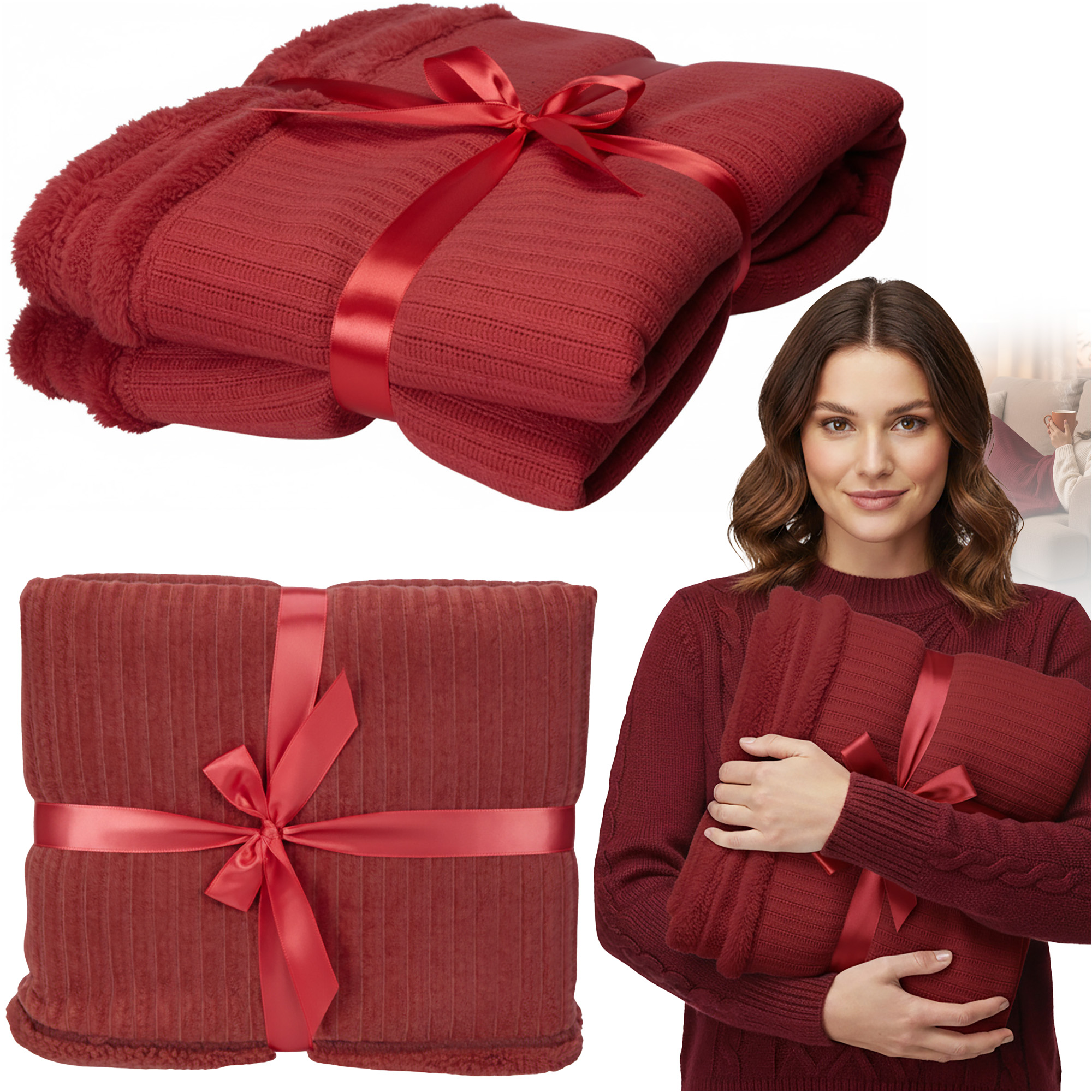 Vánoční deka Dekorativní přehoz na postel 150 x 125 cm, teplá ozdoba