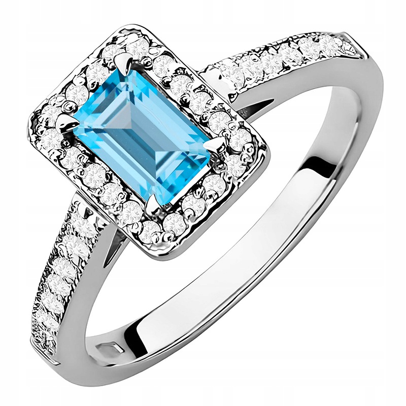 Zlatý Prstýnek pr. 585 14k Topaz 0,65ct a Brilianty 0,22ct Gravírování