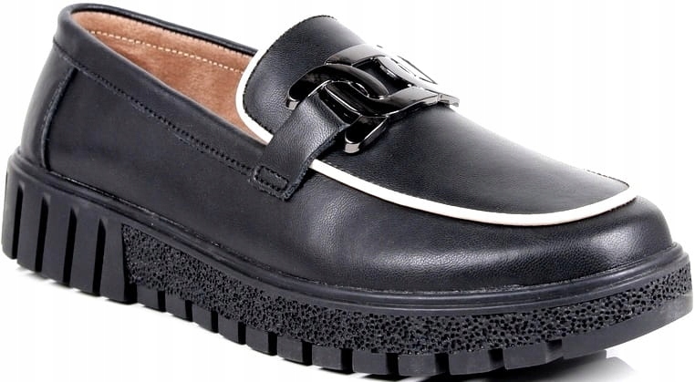 Dámské Kožené Mokasíny Lordsy, Polobotky S Řetězem, Černé Filippo, Kotníkové Boty