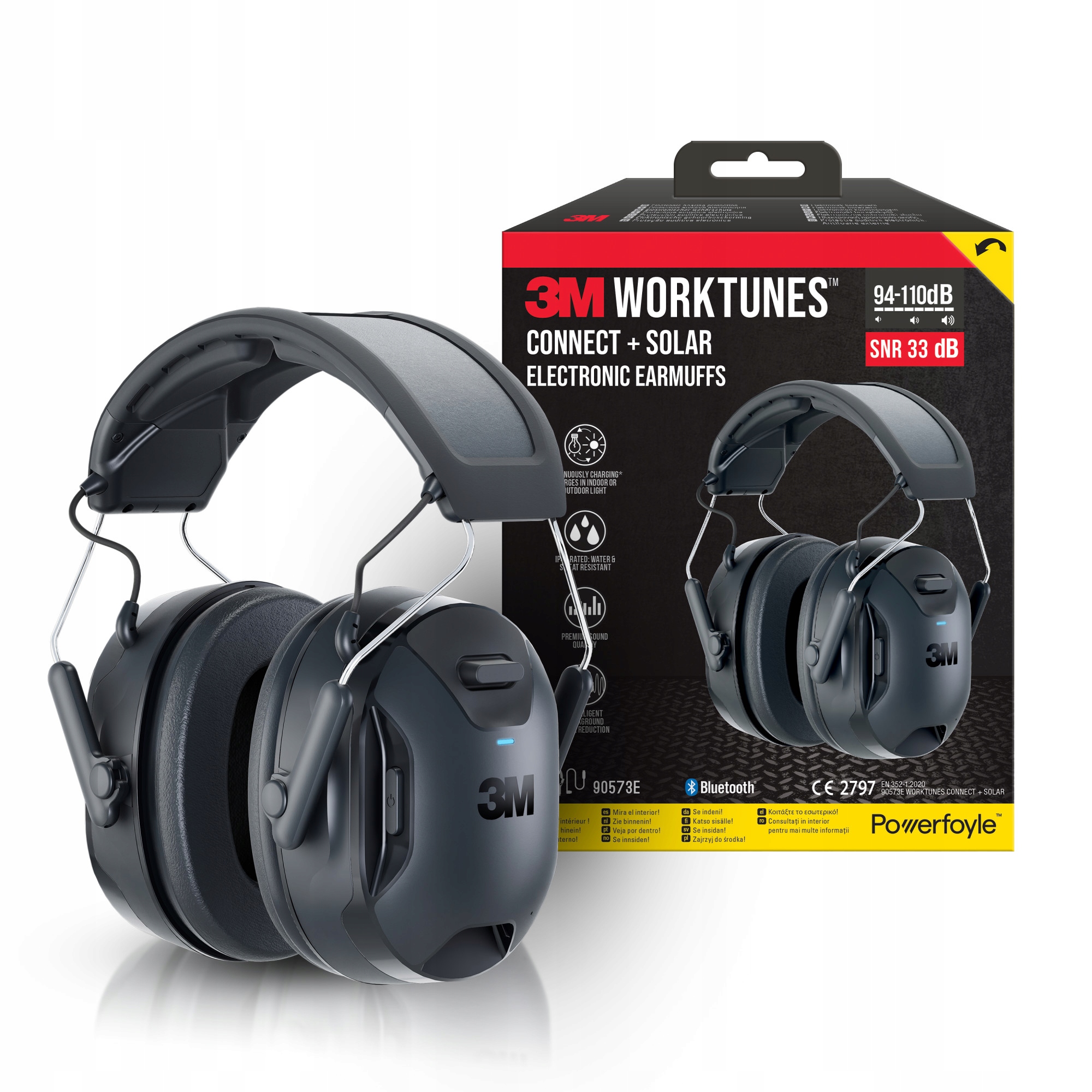 3M WorkTunes Connect&Solar nauszniki ochronne Bluetooth z baterią słoneczną