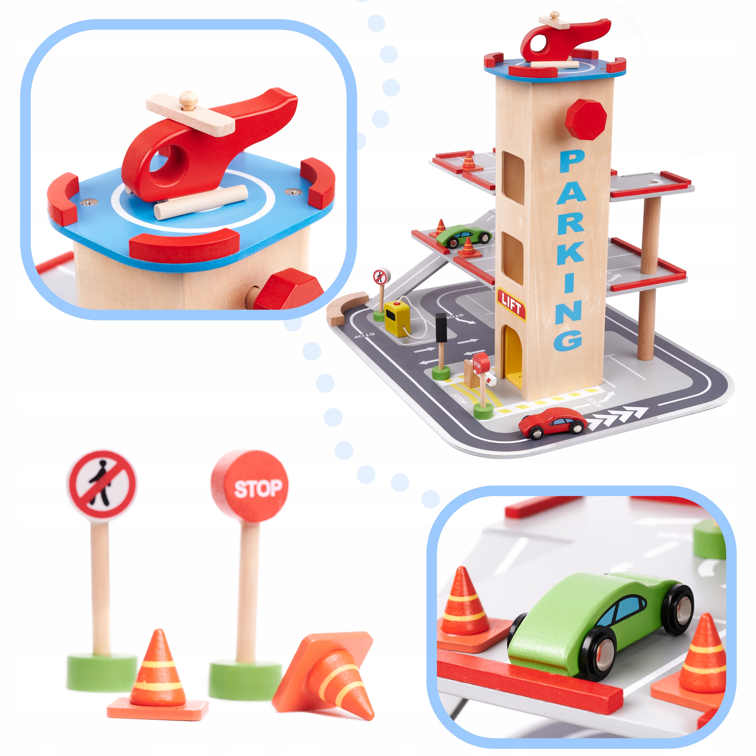 PARKING DREWNIANY GARAŻ DLA DZIECI BENINO PIĘTROWY WINDA AUTKA AKCESORIA Kod producenta KX5853_Z2