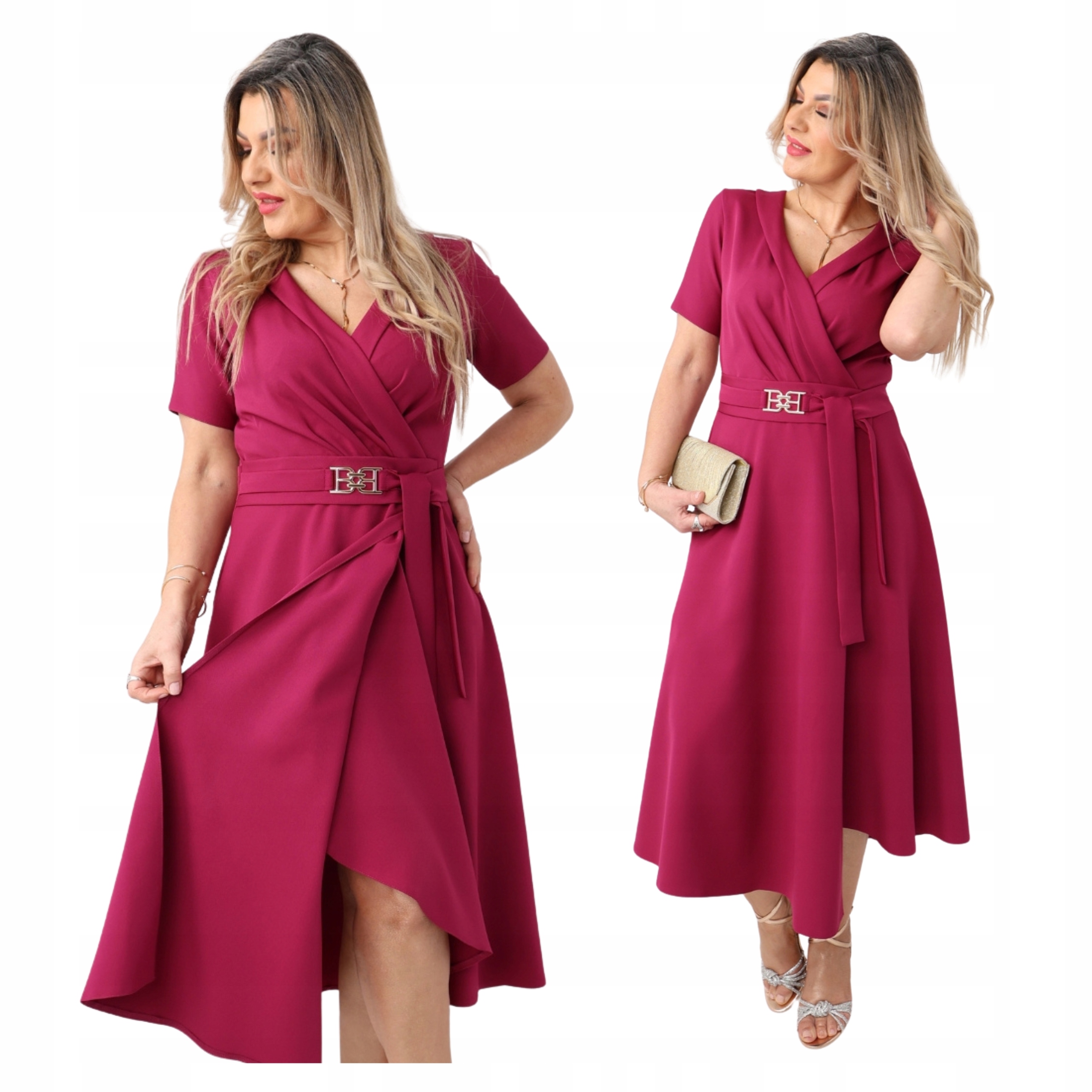 sukienka kopertowa Polski Producent duże rozmiary rozkloszowana