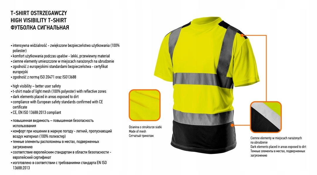 NEO 81-730-M T-shirt ostrzegawczy, ciemny dół, żółty, rozmiar M Kod producenta 81-730-M