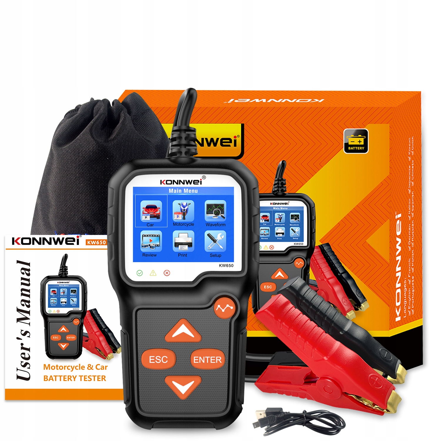 Tester Akumulatorů 6V 12V Konnwei KW650 Druk