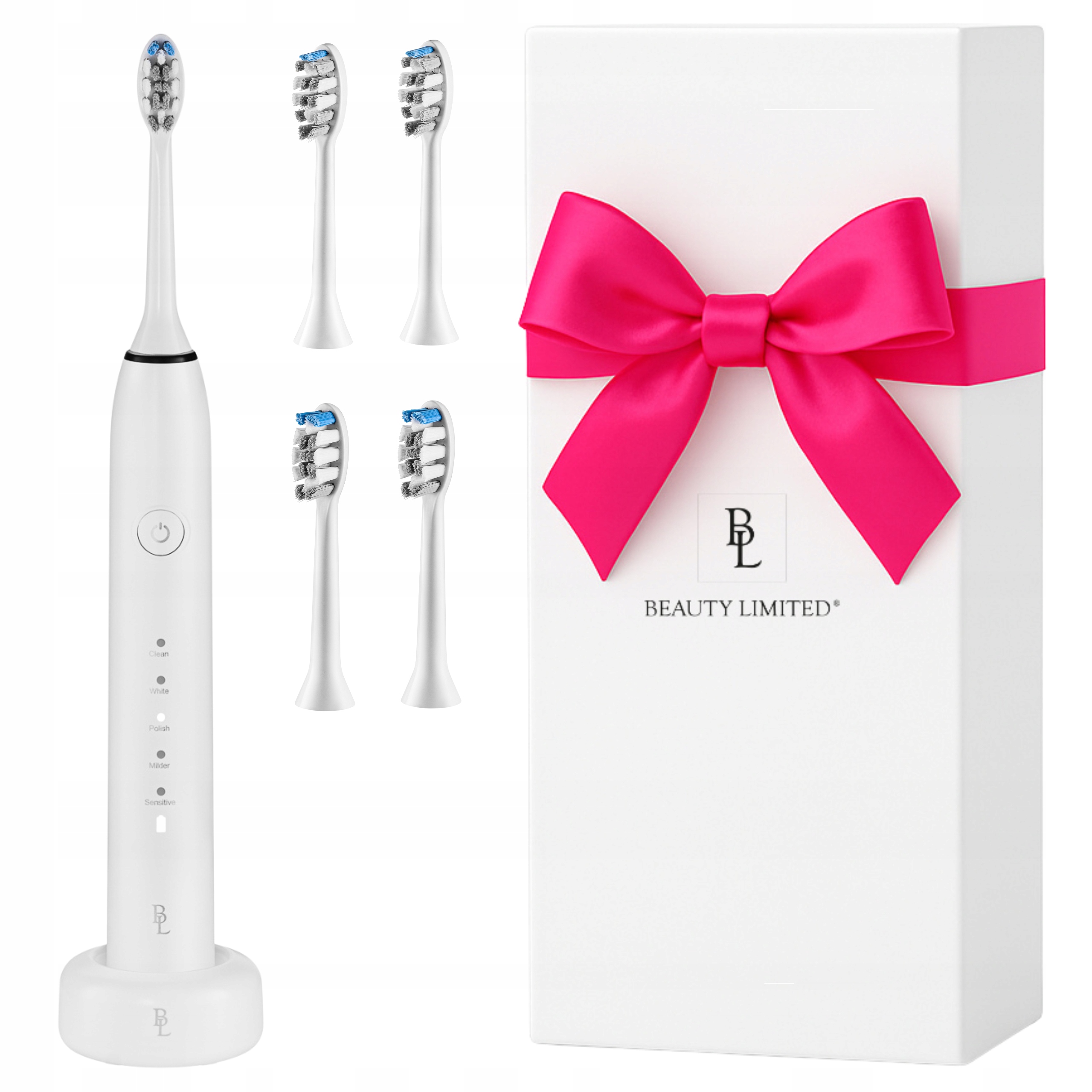 Szczoteczka soniczna do zębów 84tys r/min 5 Tryb 4 Końcówki Indukcja Biała