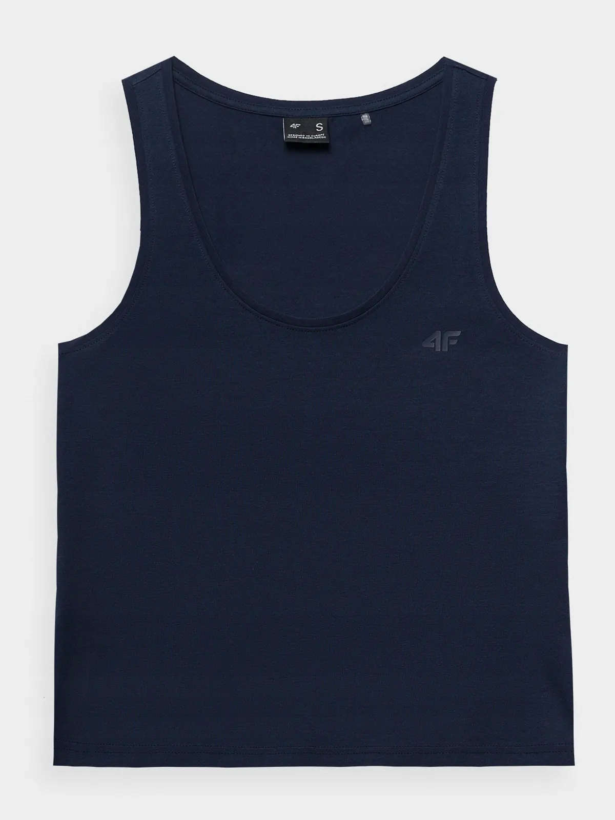 KOSZULKA DAMSKA 4F BOKSERKA BAWEŁNIANA TOP NA RAMIĄCZKA SS24F041 Odcień granatowy