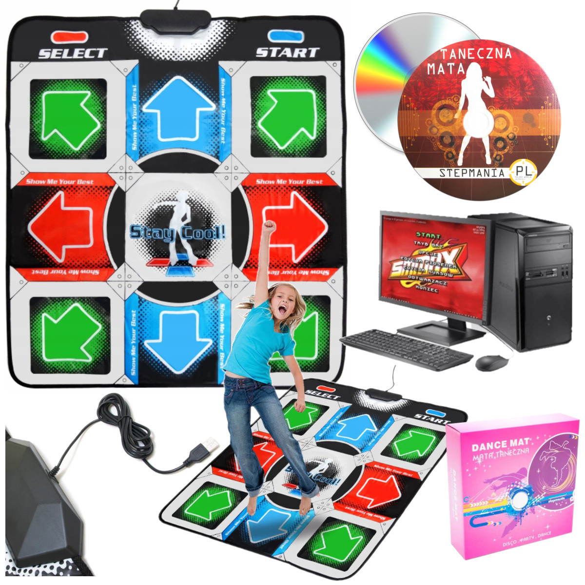 MATA DO TAŃCA DLA DZIECI DO TAŃCZENIA KOMPUTER PC GRA USB CD STEPMANIA PL