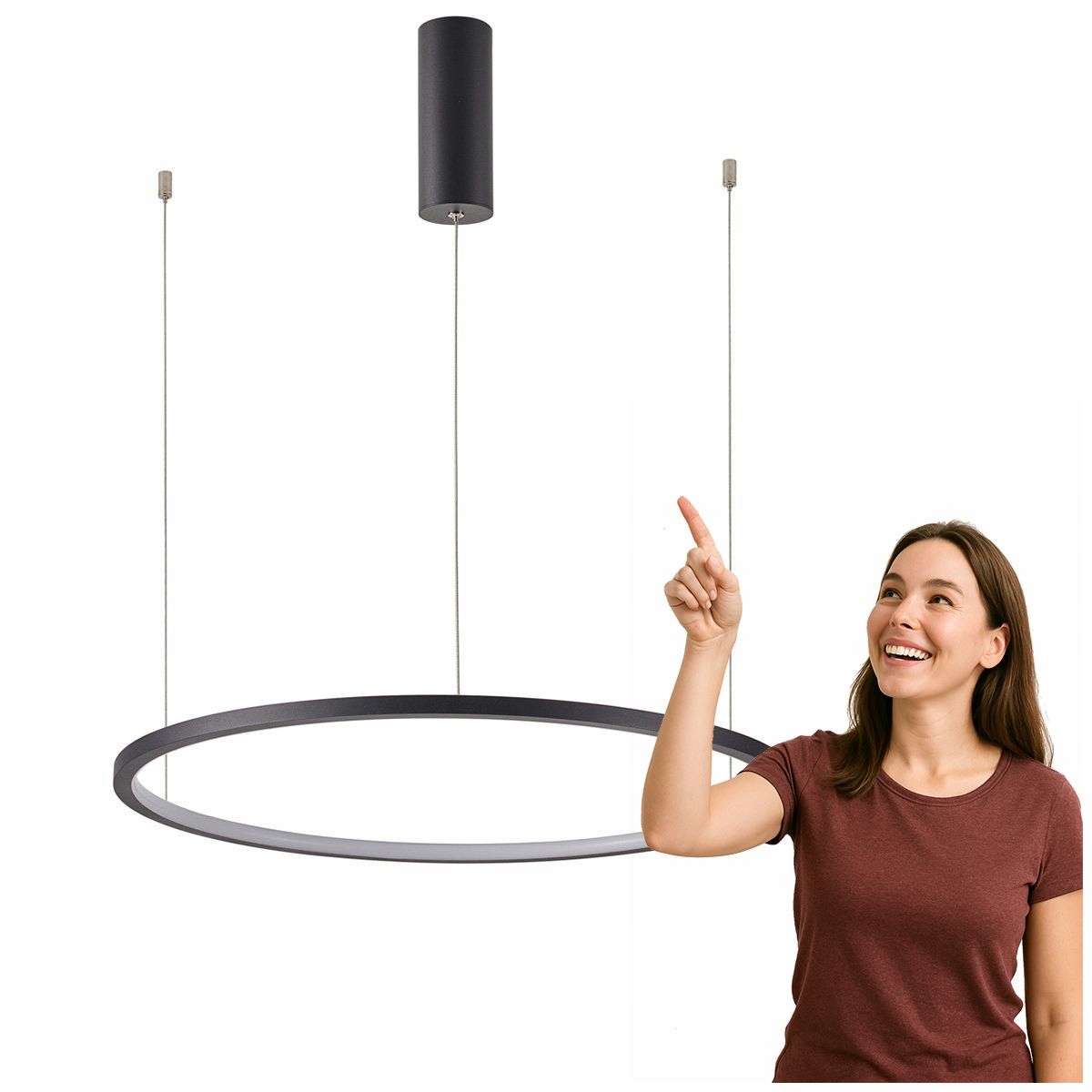 Lampa Wisząca Led 48W Vinola Regulowana, Czarna, Italux
