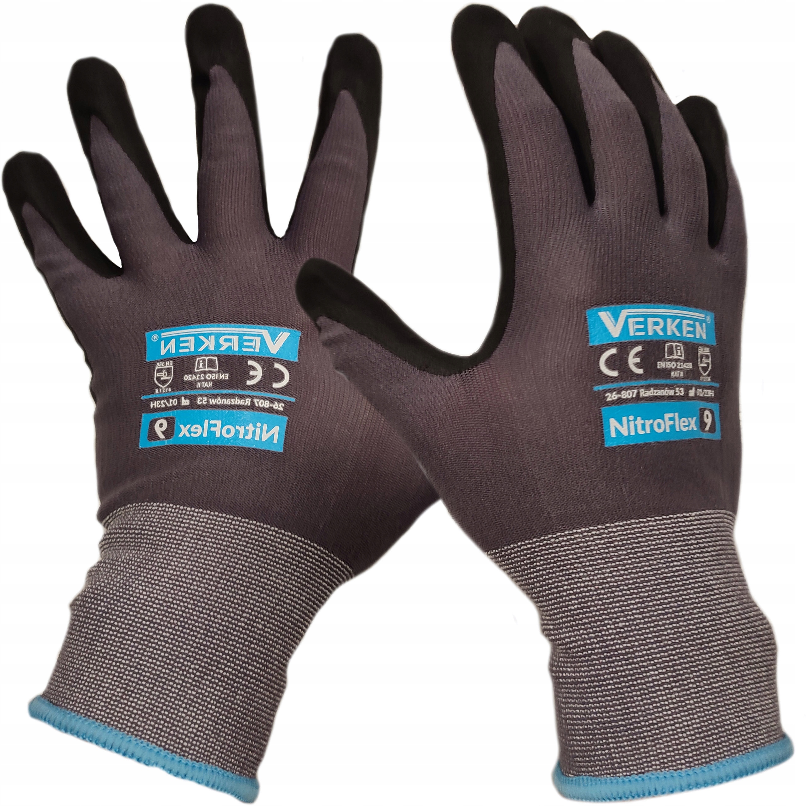 RĘKAWICE NITRYLOWE ELASTYCZNE ROZ. M 8 RĘKAWICZKI ROBOCZE OCHRONNE