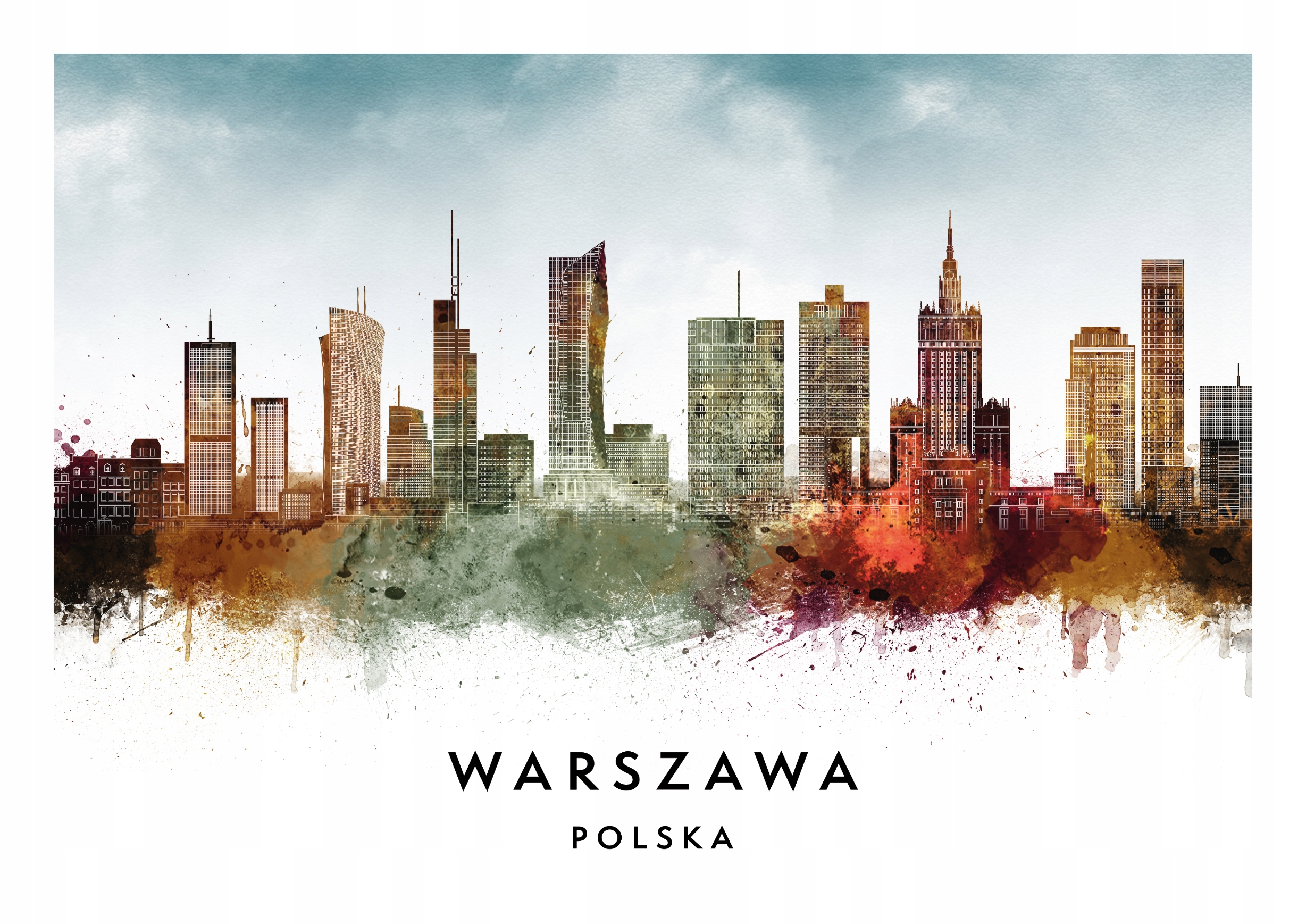 

Plakat Warszawa skylines watercolor 30x40cm v5
