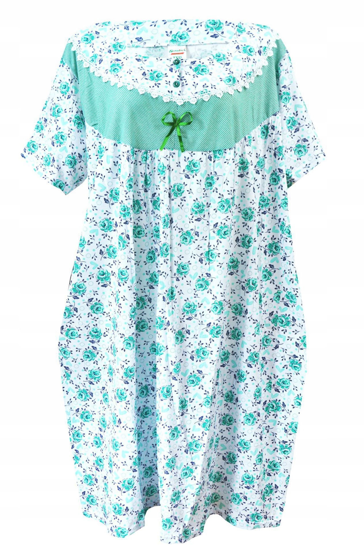 Koszula nocna z krótkim rękawem nadwymiar roz 7XL Kolor biały