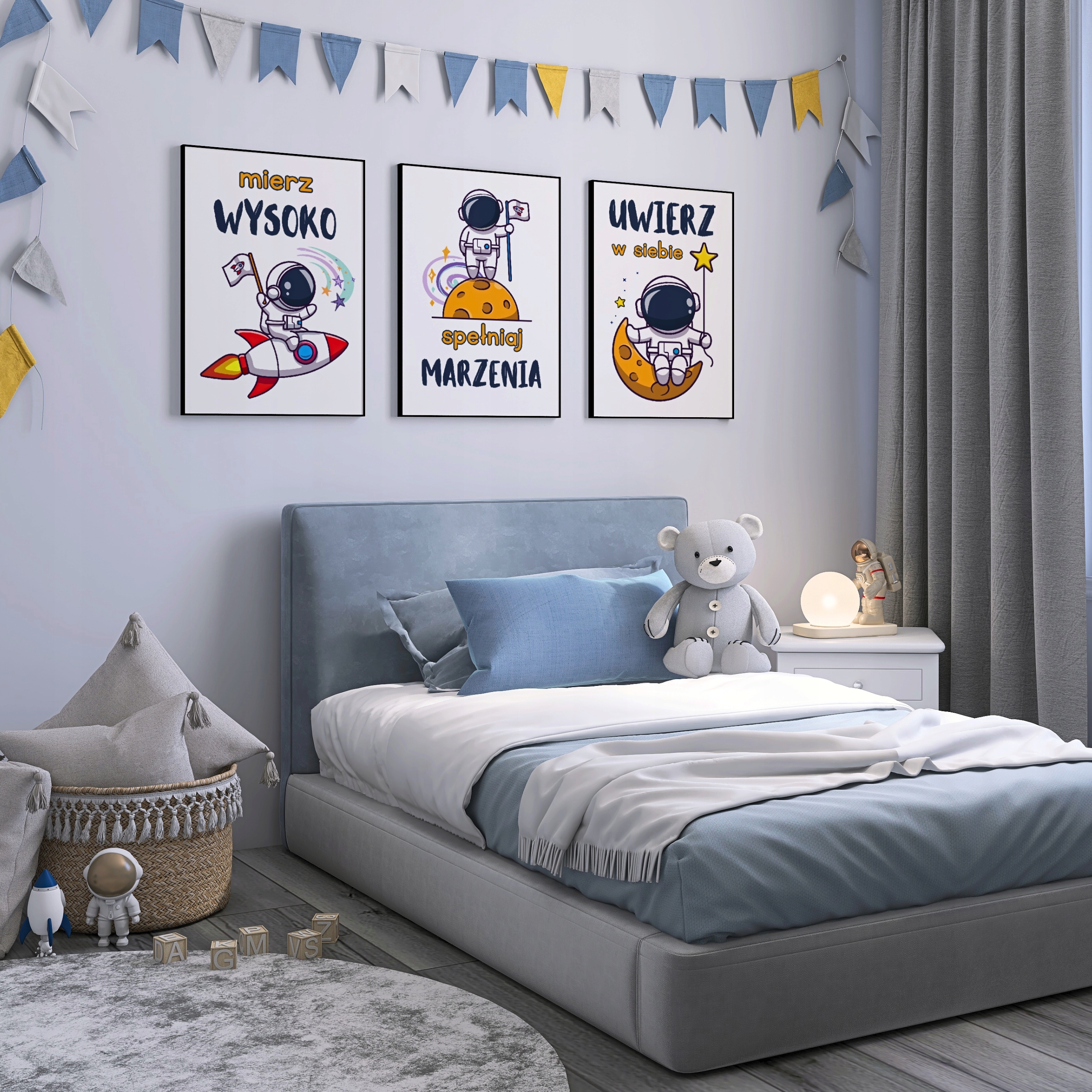OBRAZKI DO POKOJU CHŁOPCA KOSMOS KOSMONAUTA PLAKATY MOTYWACYJNE DLA DZIECI Bohater Inny