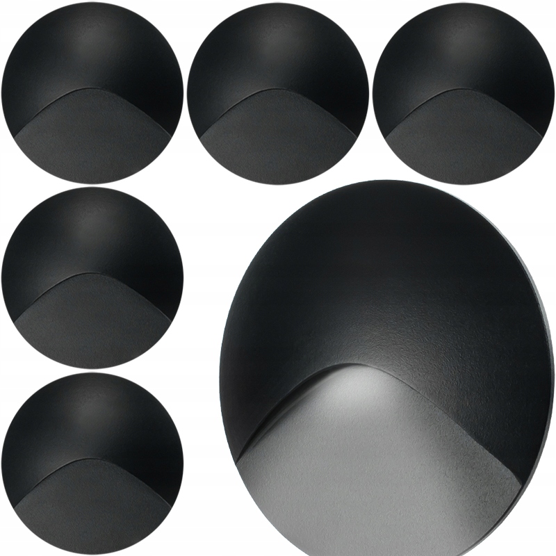 5x Czarna Oprawa Na Schody Lampka Schodowa Zewnętrzna Ogrodowa Aluminium