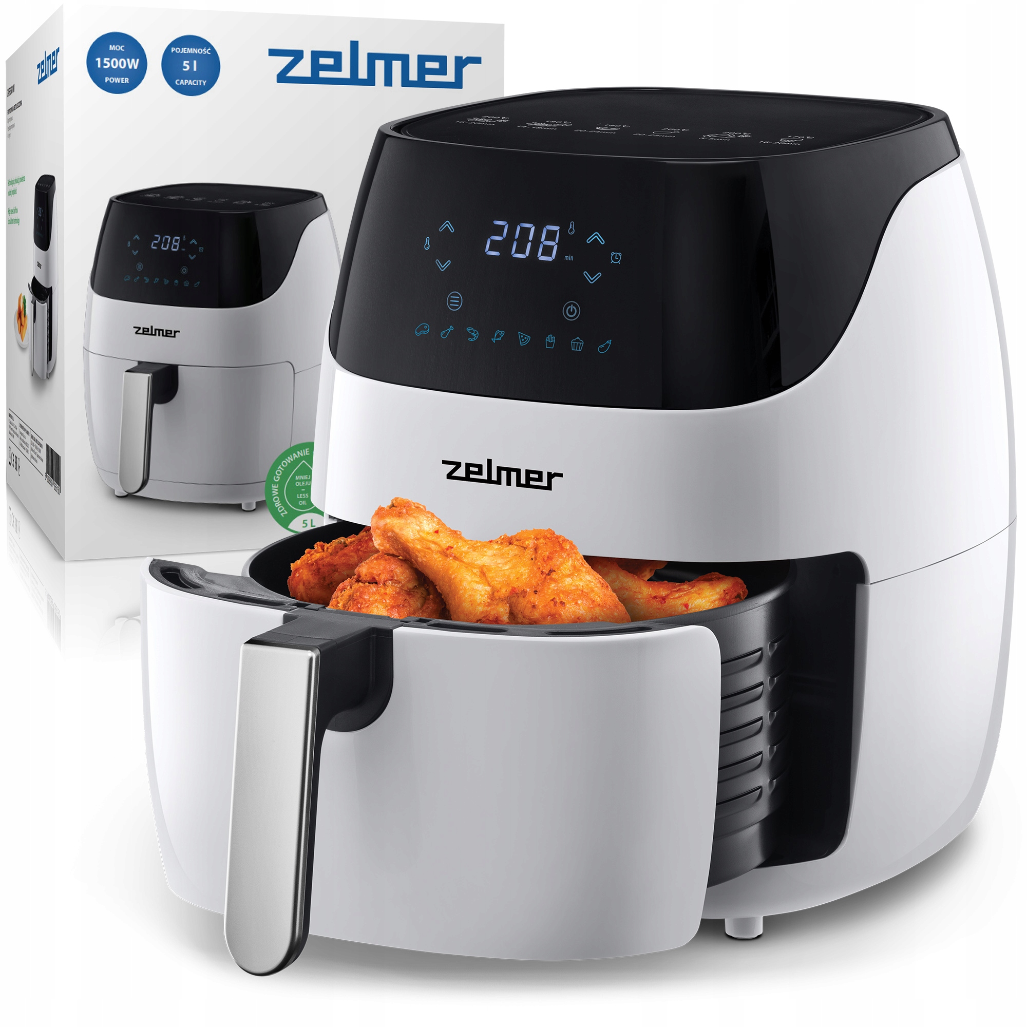 Frytkownica Beztłuszczowa Zelmer Frytownica Piekarnik Air Fryer 1500W 5L