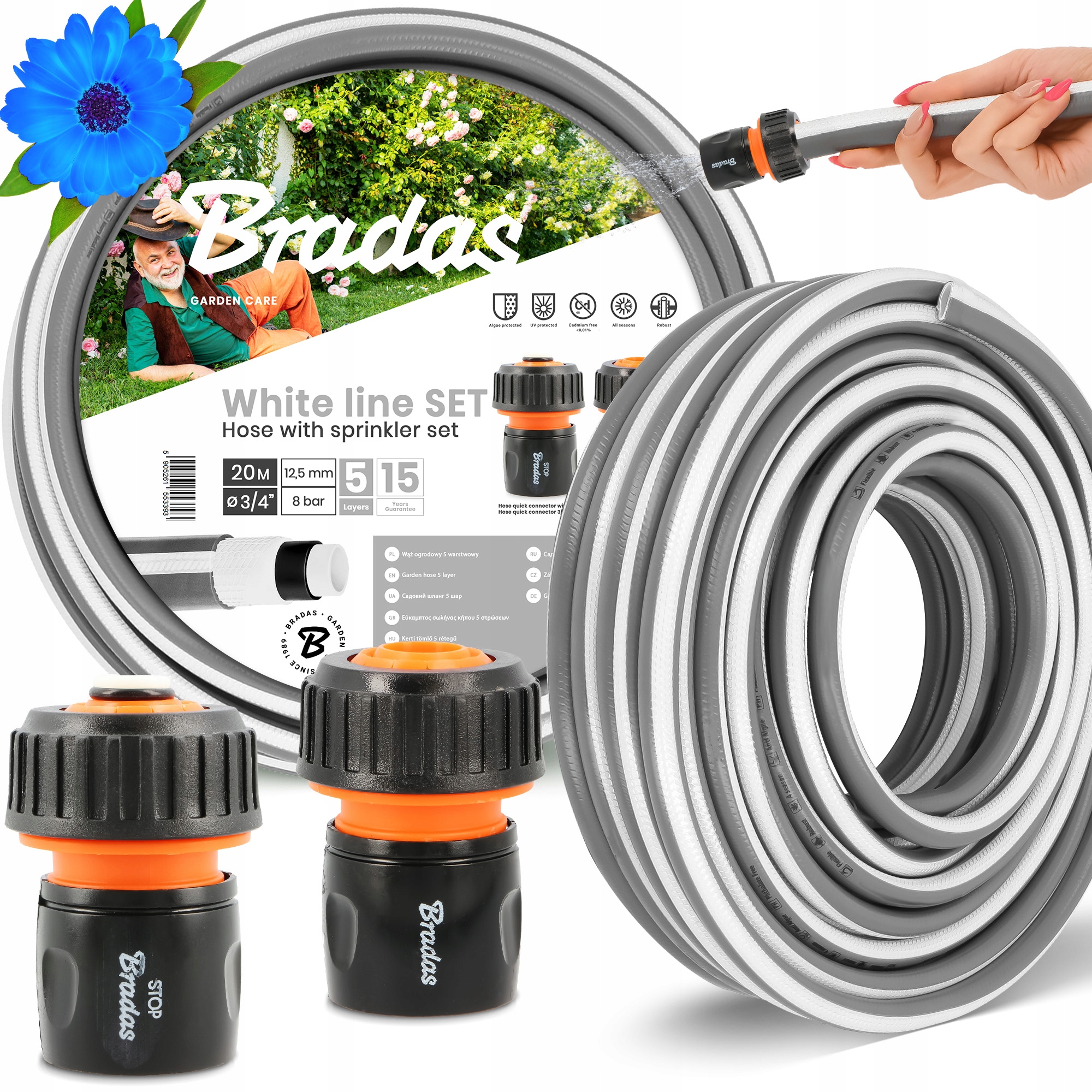 Záhradná Hadica 3/4 20 M 5-VRSTVOVÁ, Pružná, Vystužená Gumovou Hadicou Na Vodu