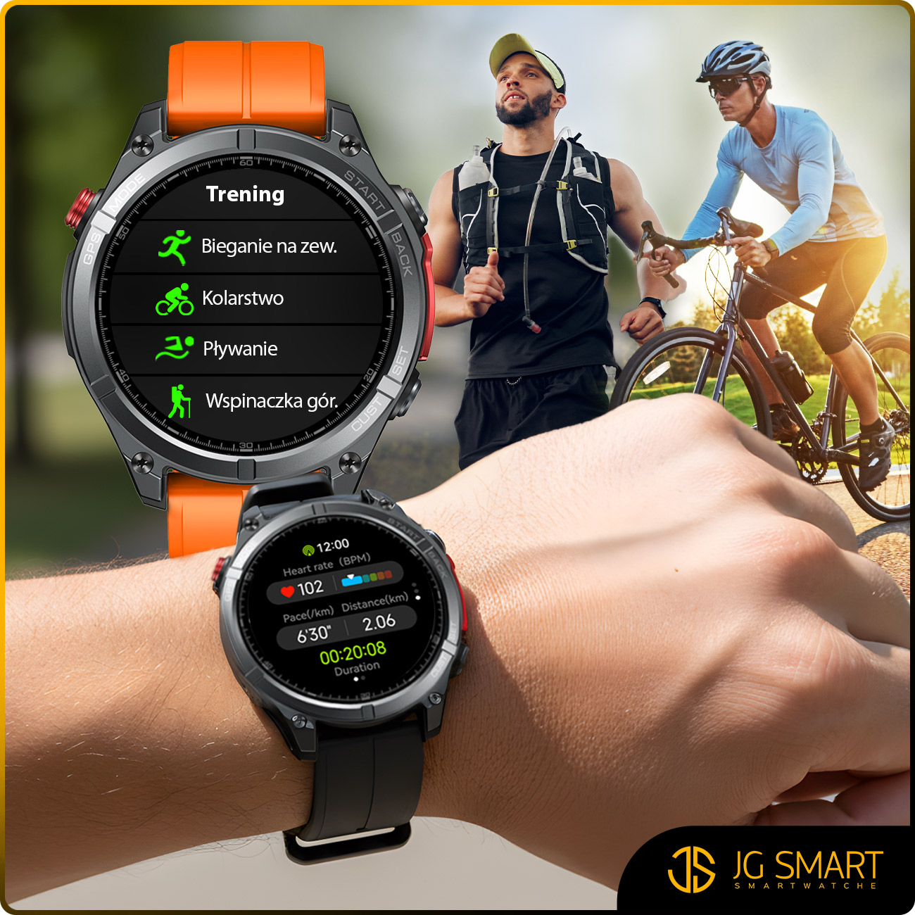 JG Smart Чоловічий зовнішній GPS AMOLED Смарт-годинник Black IP69K Brand JG Smart