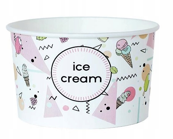 Miski papierowe do lodów miseczki do deserów ICE CREAM 245ml 25szt